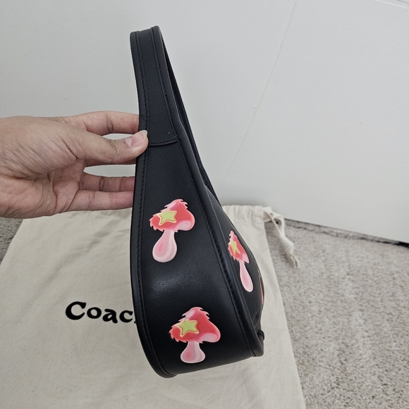 Authentic Coachtopia Ergo Black Bag with Pink Mushroom Design - Picture 4 of 16